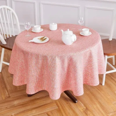 Solino Home Linen Round Tablecloth In Red