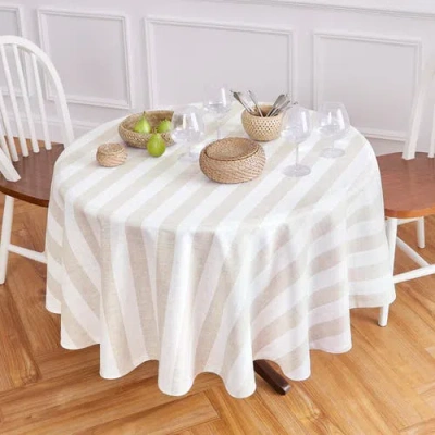 Solino Home Linen Round Tablecloth In White
