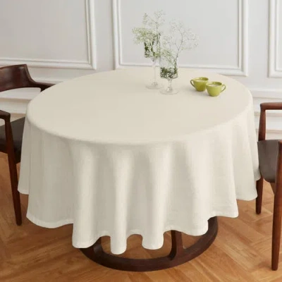Solino Home Linen Round Tablecloth In White