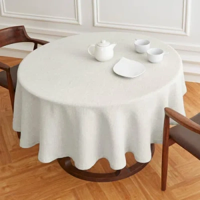 Solino Home Linen Round Tablecloth In White
