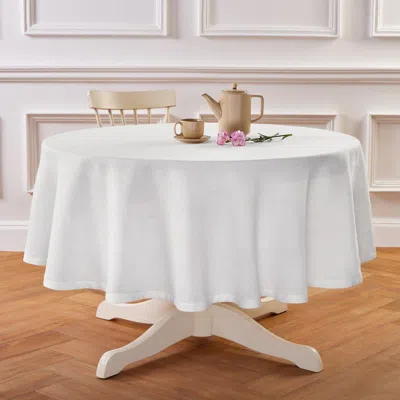 Solino Home Linen Round Tablecloth In White