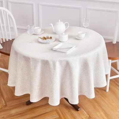 Solino Home Linen Round Tablecloth In White