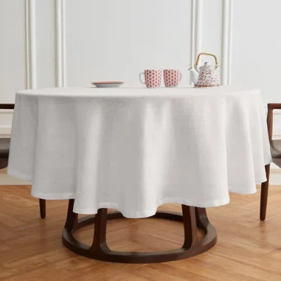 Solino Home Linen Round Tablecloth In White