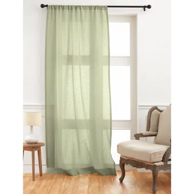 Solino Home Linen Sheer Curtain With Light Filtering Rod Pocket Curtain For Living Room, Bedroom In Green