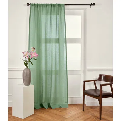 Solino Home Linen Sheer Curtain With Light Filtering Rod Pocket Curtain For Living Room, Bedroom In Green