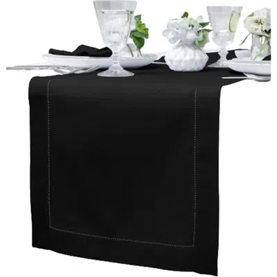 Solino Home Linen Table Runner In Black