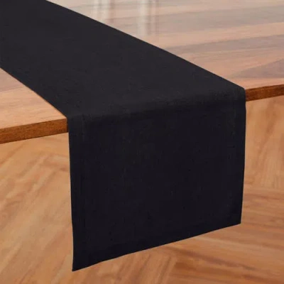 Solino Home Linen Table Runner In Black