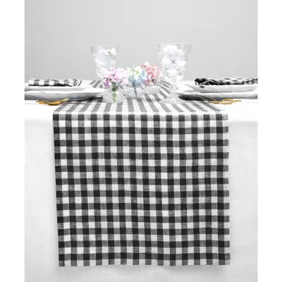 Solino Home Linen Table Runner In Black