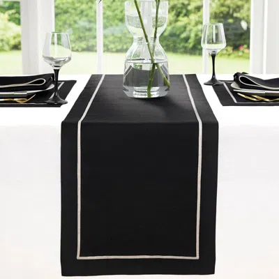 Solino Home Linen Table Runner In Black