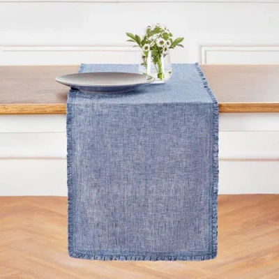 Solino Home Linen Table Runner In Blue