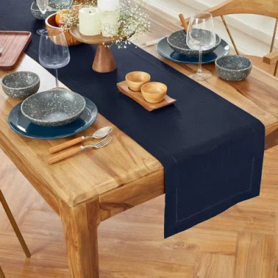 Solino Home Linen Table Runner In Blue