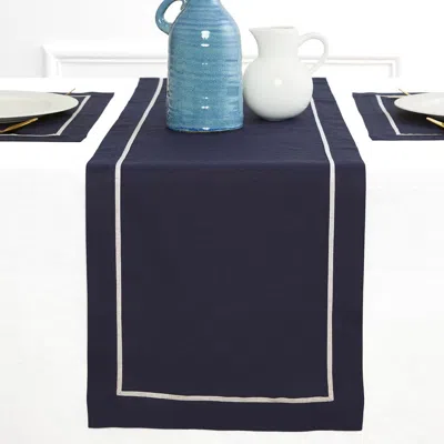 Solino Home Linen Table Runner In Blue