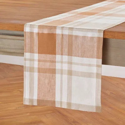 Solino Home Linen Table Runner In Brown