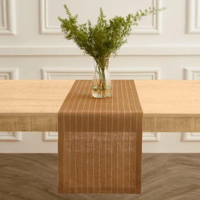 Solino Home Linen Table Runner In Brown
