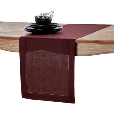 Solino Home Linen Table Runner In Burgundy