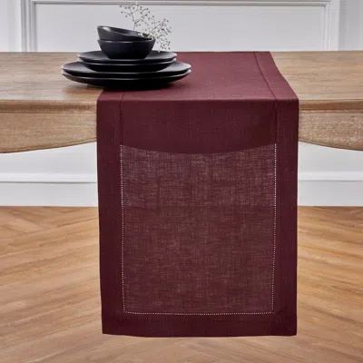 Solino Home Linen Table Runner In Burgundy