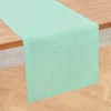 Solino Home Linen Table Runner In Chambray Aqua