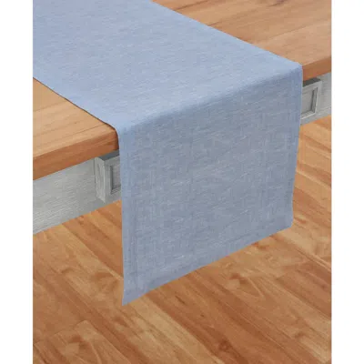Solino Home Linen Table Runner In Chambray Blue