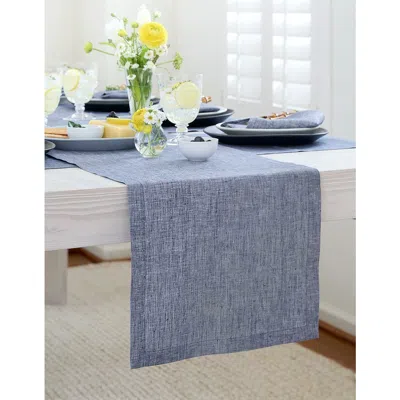 Solino Home Linen Table Runner In Chambray Indigo