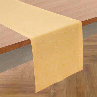 Solino Home Linen Table Runner In Chambray Mustard