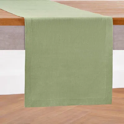 Solino Home Linen Table Runner In Chambray Olive