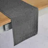 Solino Home Linen Table Runner In Charcoal Grey