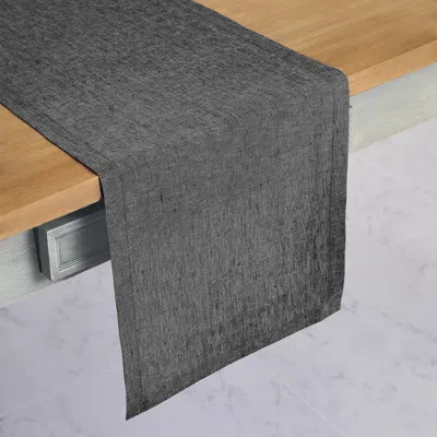 Solino Home Linen Table Runner In Charcoal Grey