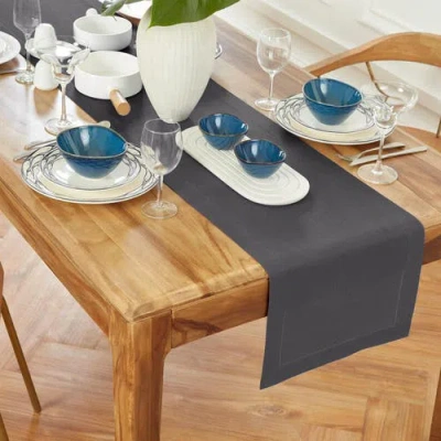 Solino Home Linen Table Runner In Gray