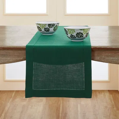 Solino Home Linen Table Runner In Green