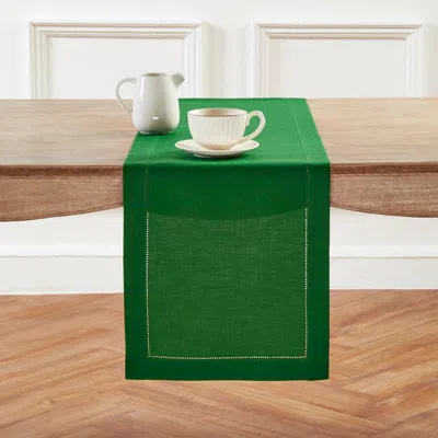 Solino Home Linen Table Runner In Green