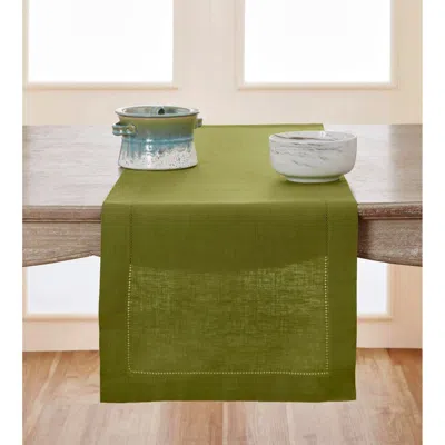 Solino Home Linen Table Runner In Green