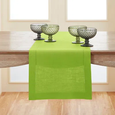 Solino Home Linen Table Runner In Green