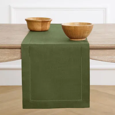 Solino Home Linen Table Runner In Green