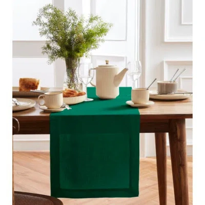 Solino Home Linen Table Runner In Green