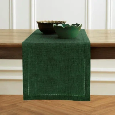 Solino Home Linen Table Runner In Green