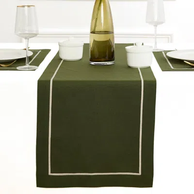 Solino Home Linen Table Runner In Green