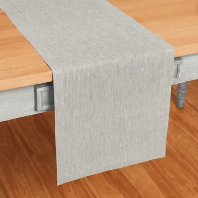 Solino Home Linen Table Runner In Oyster Grey