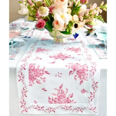 Solino Home Linen Table Runner In Pink