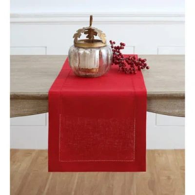 Solino Home Linen Table Runner In Red