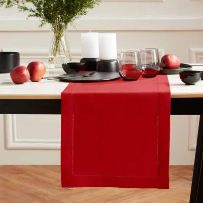 Solino Home Linen Table Runner In Red