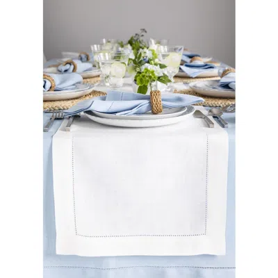 Solino Home Linen Table Runner In White