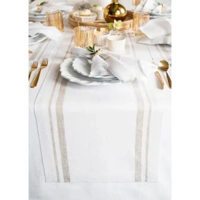 Solino Home Linen Table Runner In White