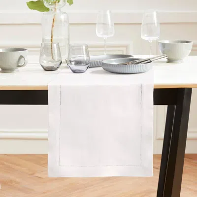 Solino Home Linen Table Runner In White