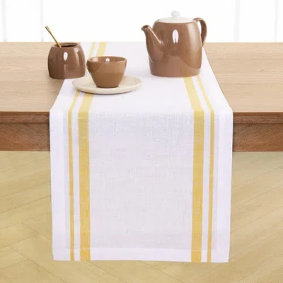 Solino Home Linen Table Runner In White