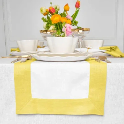 Solino Home Linen Table Runner In Yellow