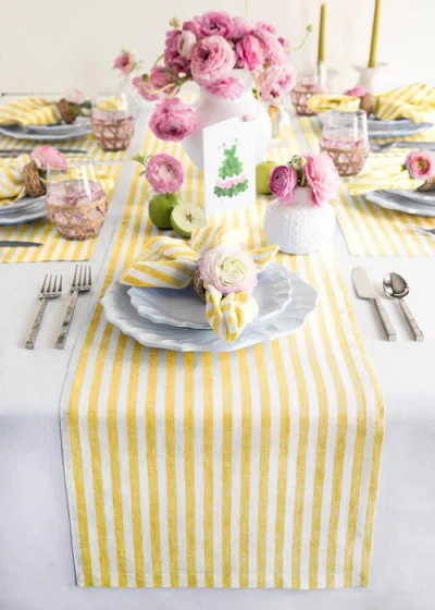 Solino Home Linen Table Runner In Yellow