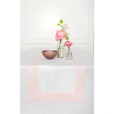 Solino Home Linen Table Runners In Blush Pink,white