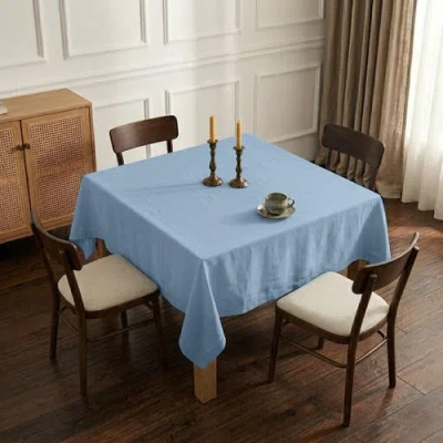 Solino Home Linen Table Throw, 52 X 52 Inch For Dining Table, Holiday And Everyday Table Decor In Blue