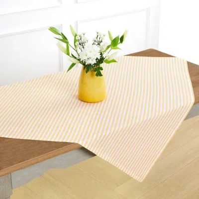 Solino Home Linen Table Throw 52 X 52 Inch For Dining Table, Holiday And Everyday Table Decor In Neutral