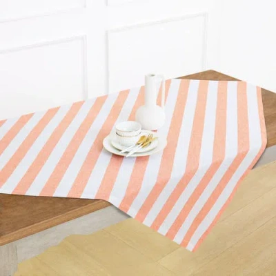 Solino Home Linen Table Throw 52 X 52 Inch For Dining Table, Holiday And Everyday Table Decor In Orange